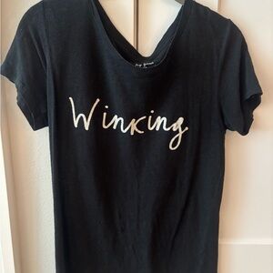 J. Crew Black 'Winking' Script Short Sleeve Tee